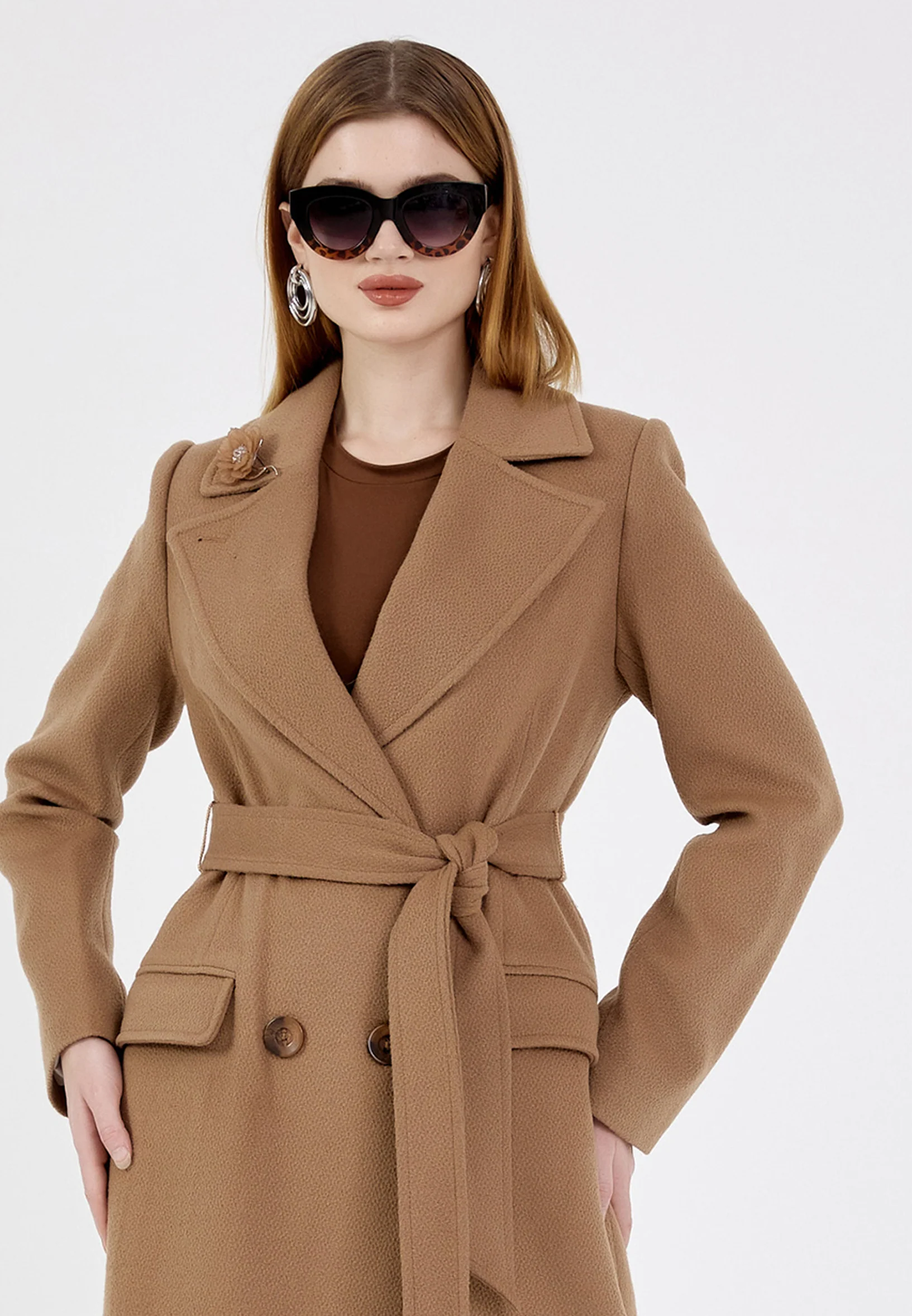 Wool Solid Color Regular Coat grm0142 - Image 6