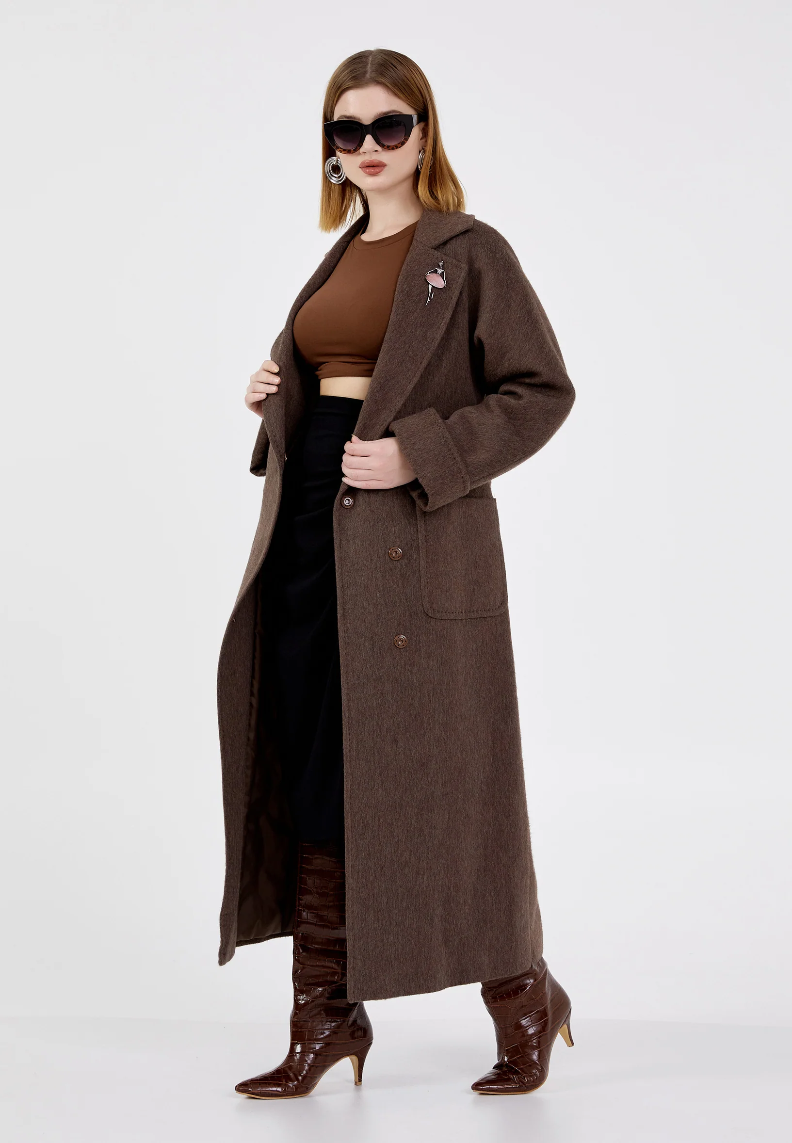 Wool Solid Color Regular Coat grm0360 - Image 3