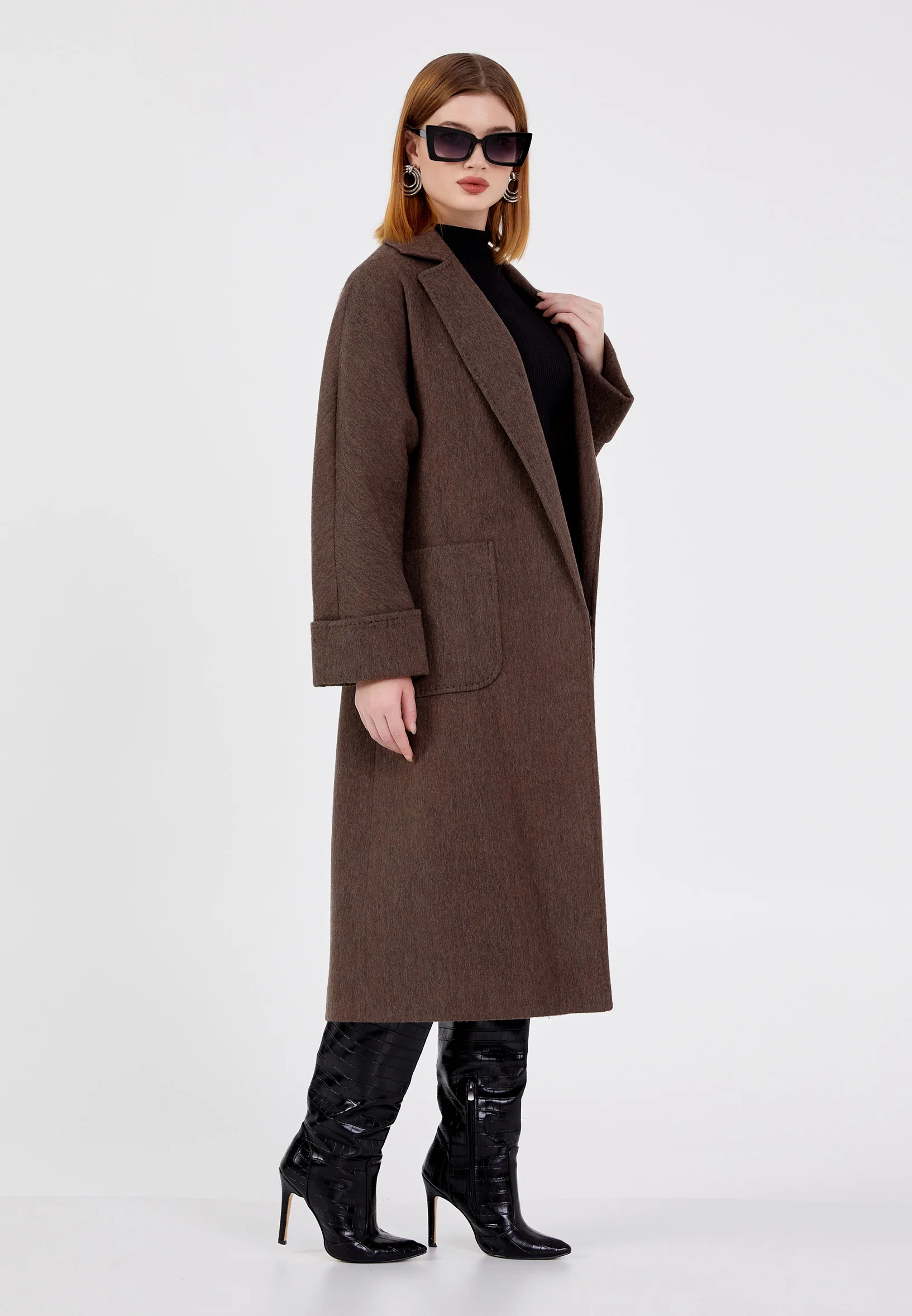 Wool Solid Color Regular Coat grm0403 - Image 3