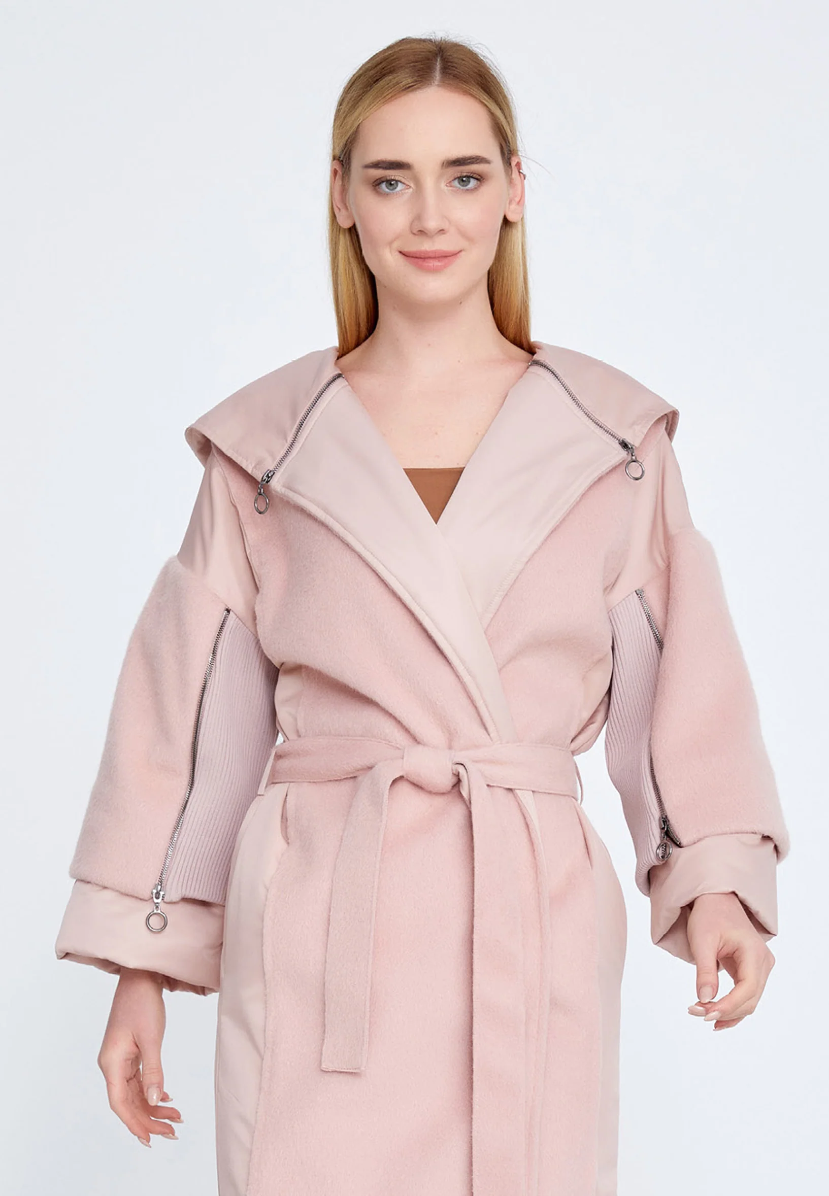 Wool Solid Color Regular Coat huk6340 - Image 5