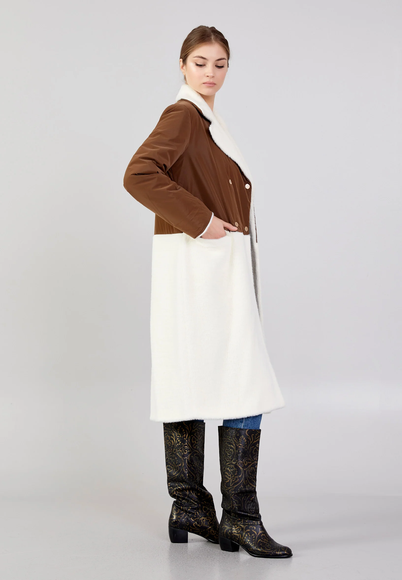 Wool Solid Color Regular Coat mml0508 - Image 16